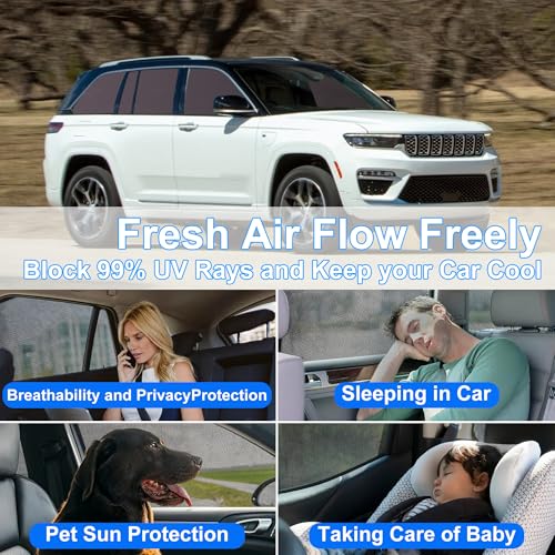 Fannyc Front Side Half Window Shade Foldable Custom Fit for 2021-2024 Je-ep Grand Cherokee L Car Window Shades for Side Window Sun Shade UV Protection Heat Insulation for Camping Sleeping 6PCS by Fannyc - Used condition - Image 6