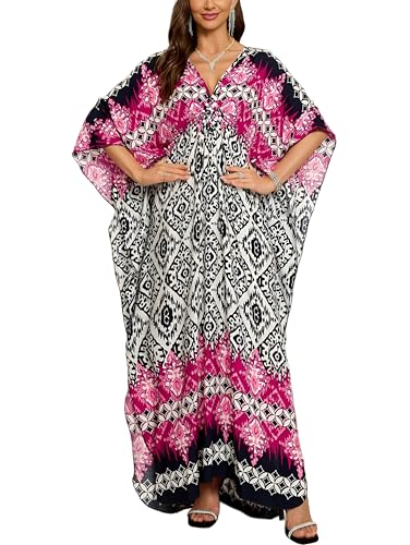Image of KEYLORTING Plus Size Kaftan Dress Women, African Moo Moo Print Caftan, Batwing Dress, Beach Cover Up for Party and Loungewear
