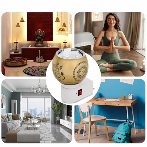Image of RUPIKA | Electric Ceramic Aroma Diffuser Kapoor Dani | Camphor Diffuser Incense Burner Holder Kapoor Dani with Night Lamp for Home, Office (Golden)
