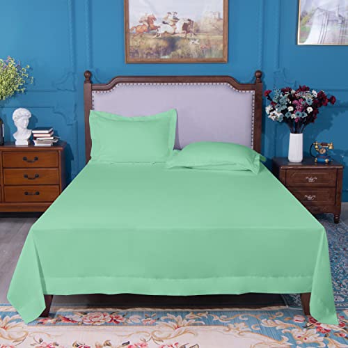 Image of NTBAY Twin XL Microfiber Flat Sheet, 66 x 102, Sea Green