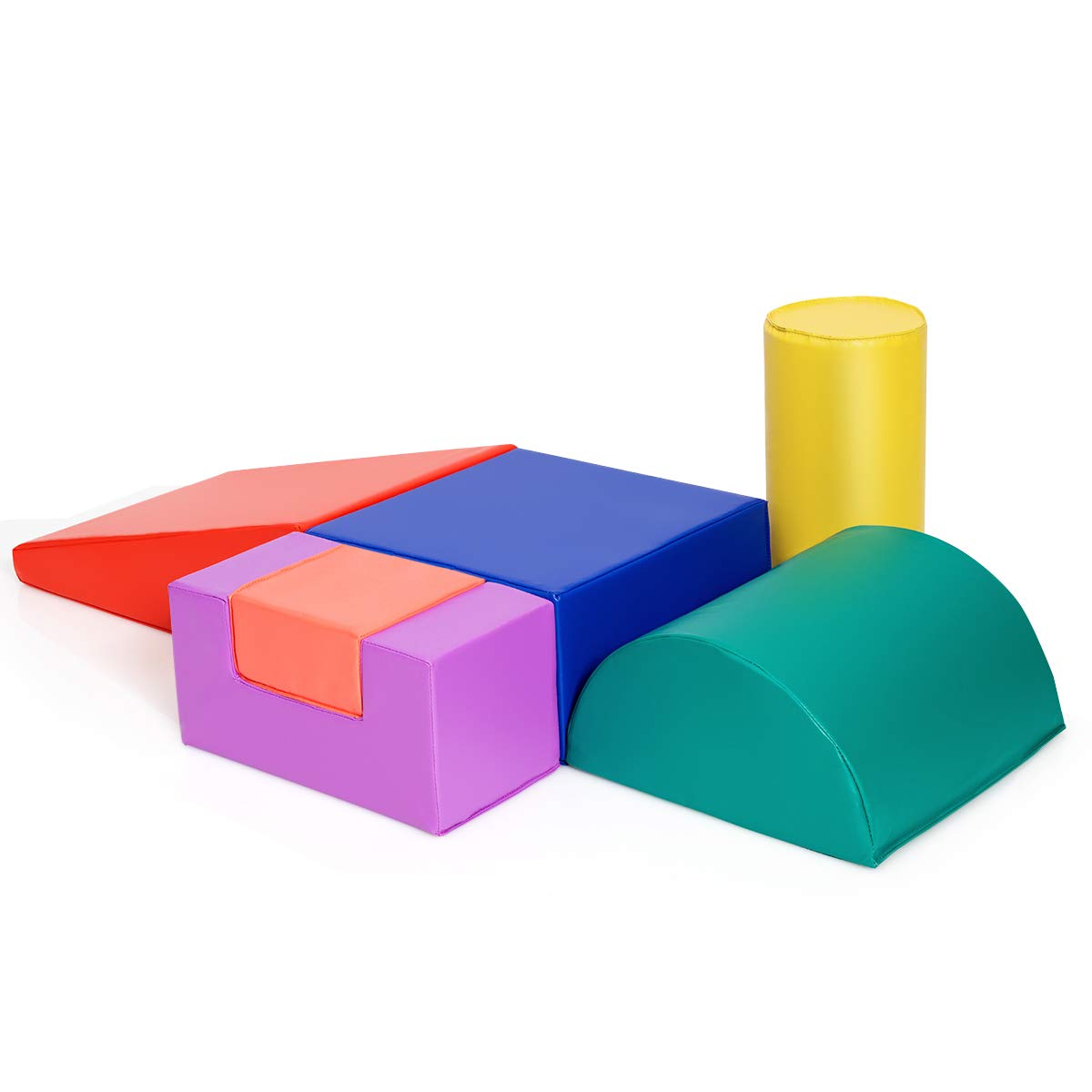 COSTWAY 6 STK. Schaumstoffbausteine, Riesenbausteine zum Toben und Klettern, Softbausteine aus Schaumstoff, Großbausteine Mehrfarbig, für Kinder im Vorschulalter, Babys und Schulkinder (Blau+Rot)