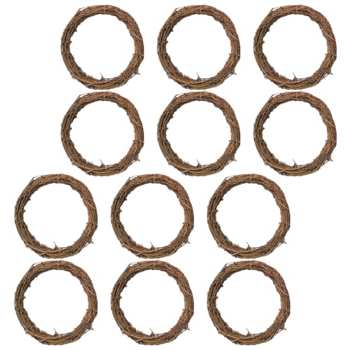 POPETPOP Couronnes Rustiques en Rotin Naturel pour Décoration Intérieure, 12 Pièces Légères et Résistantes, pour DIY et Décor de Printemps
