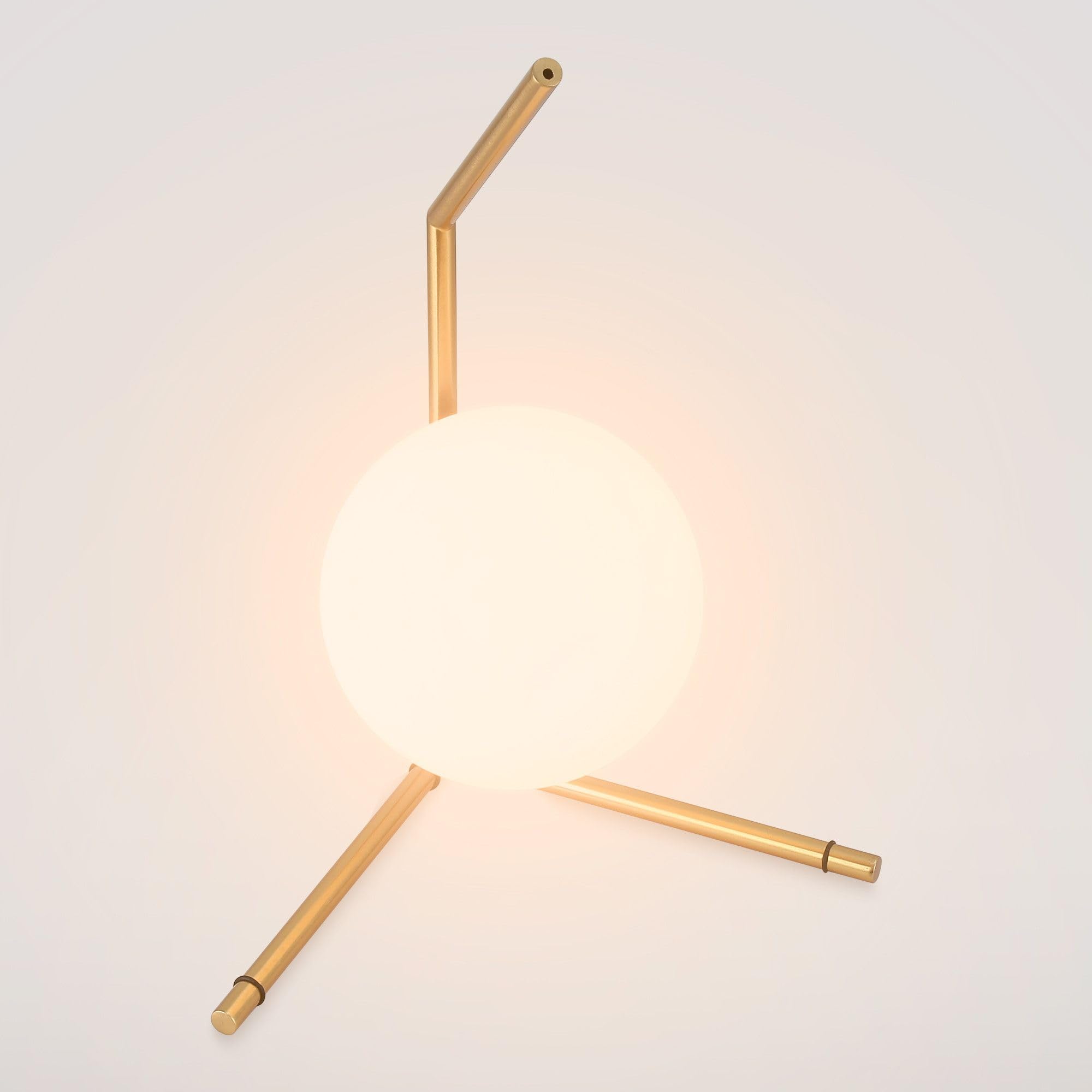 BARCELONA LED Lampada Da Tavolo OCTO Sfera Vetro E27 Oro | Diffusore sferico opalino, alluminio satinato, luce morbida, stile retrò, formato compatto, complemento d’arredo