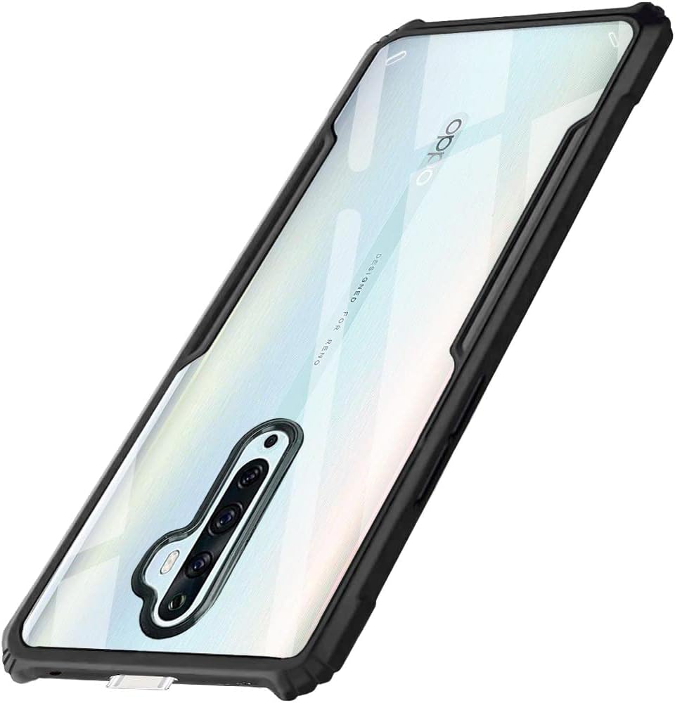 Shock Proof Clear Back Case for Oppo Reno 2z | Reno 2F - AirEDGE Technology | Hybrid PC + TPU | Full Armour Device & Camera | Back Case Mobile Cover for Oppo Reno2 z | Reno2 F – Black
