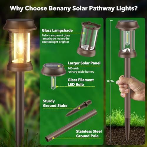 Solar-Pathway-Lights-Outdoor-8-Pack-Solar-Lights-Outdoor-Glass-Metal-Solar-Powered-Outdoor-Lights-Maintain-10-Hours-of-Lighting-for-Outside-Garden-Yard-Driveway-Path-Landscape-Decor-Brown Solar Pathway Lights Outdoor 8 Pack Solar Lights Outdoor Glass Metal Solar Powered Outdoor Lights Maintain 10 Hours of Lighting for Outside Garden Yard Driveway Path Landscape Decor Brown