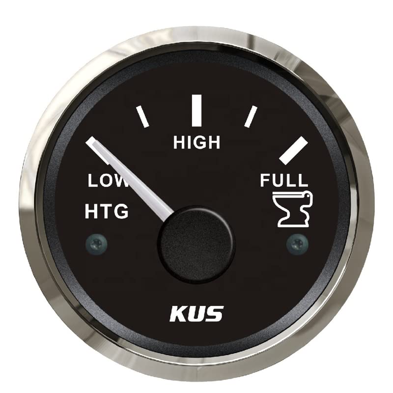Holding Tank Level Gauge Meter Indicator 0-190ohm 12V/24V 52MM(2") Black for Marine Yachat Boat RV Caravan Trailer Camper Truck Car