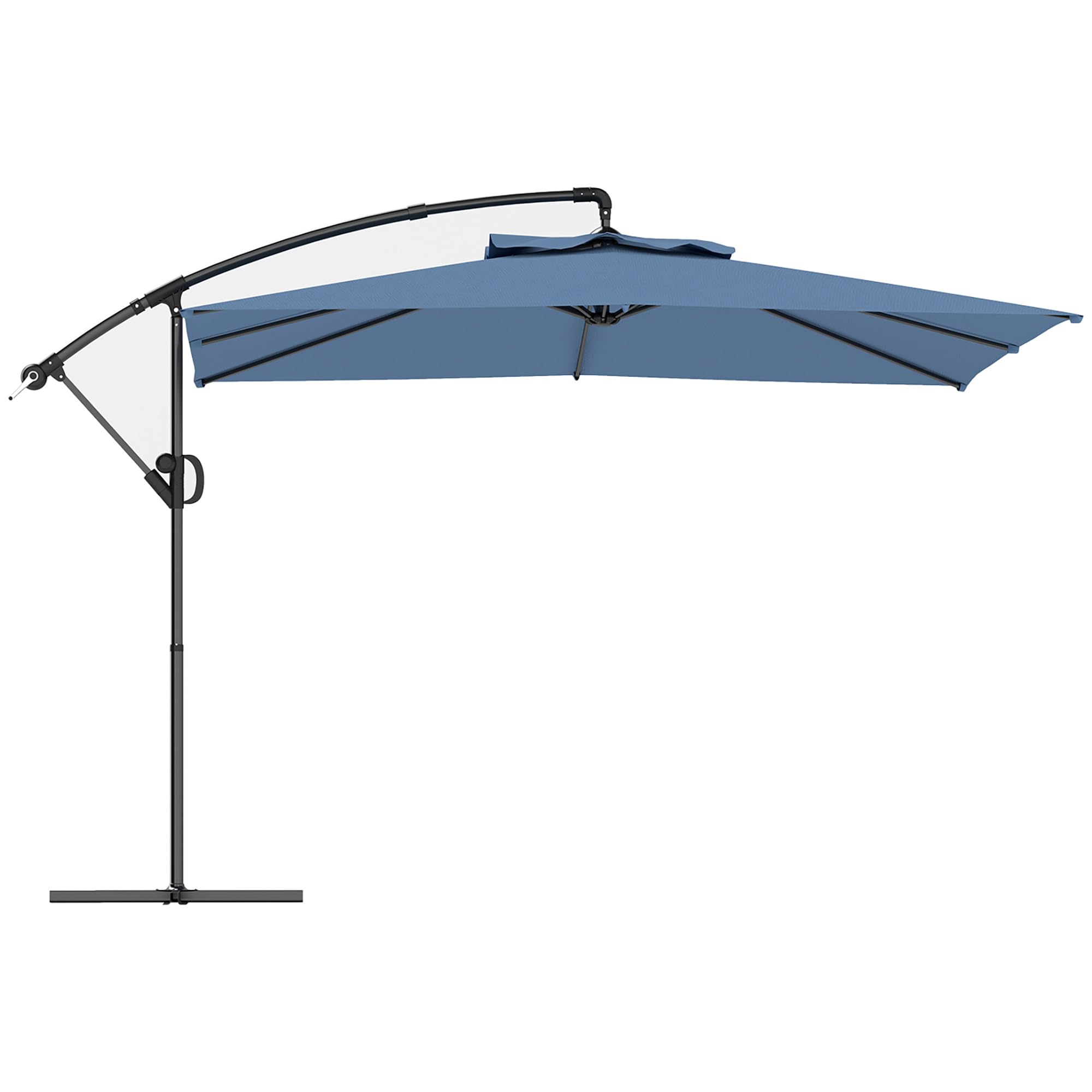 Outsunny Ombrellone Decentrato 3x3.25m con Tettuccio Regolabile a 360°, Base a Croce, Prese d'Aria e Manovella, Ombrellone da Giardino Inclinabile in Metallo, per Cortile, Terrazza, UV50+