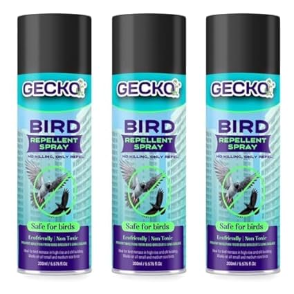 Gecko Bird Repellent Spray for Home & Office | Non-Toxic Pigeon Repellent | Safe Bird Control Solution | Only Repels | Easy-to-Use Spray - Pack of 3 (200 ML)