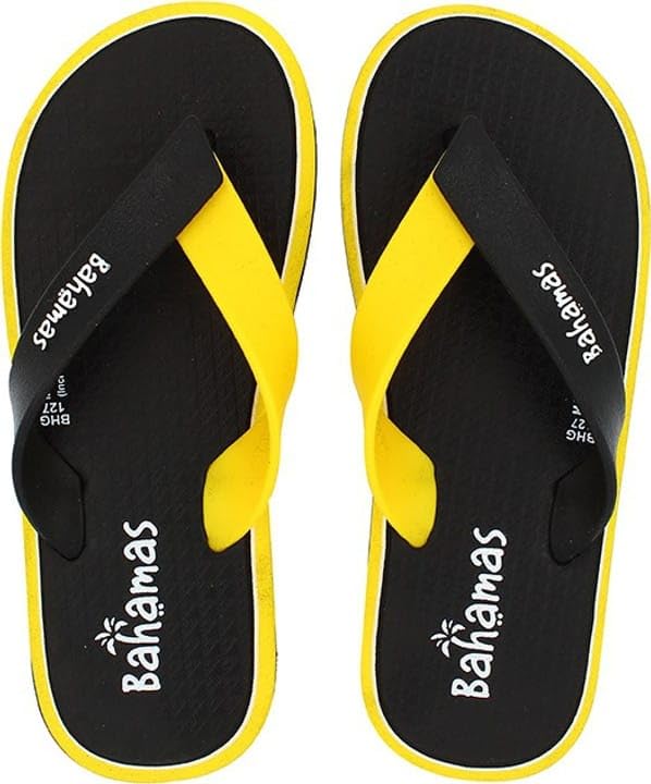 Men's Flip Flops, Yellow and Black Graphic Print, Casual Summer Footwear-image-42