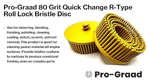 Image of 5 Pack 2 inch 80 Grit Yellow R-Type Bristle Disc | Ceramic-Aluminum Oxide Abrasive Bristle Disc with Quick Change Roll Lock | Pack of 5 | Yellow