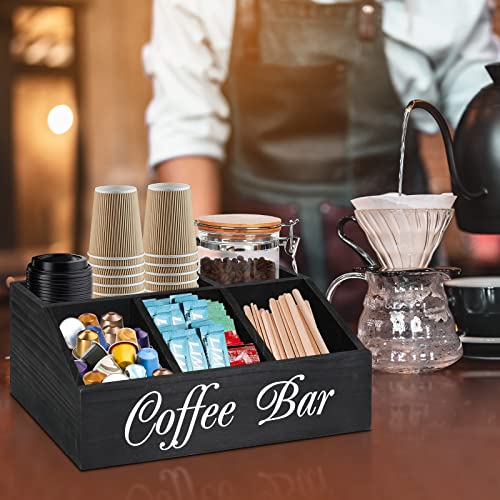 image for ugiftt Coffee Station Organizer for Counter, Wood Coffee Pods Holder S
