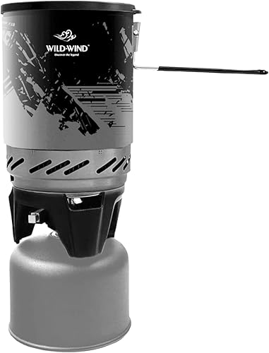 WILD-WIND X0 - Estufa portátil para mochilero, sistema de cocina ligero de campamento de 1 litro, diseño de una sola pieza, estufa de campamento de