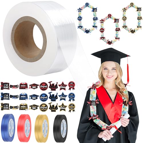 2 Inch x 328 ft Candy Lei Kit Graduation Candy Lei Tubing Clear Poly Tubing Includes 8 Ribbon and 48 Card Graduation Candy Necklace 2026
