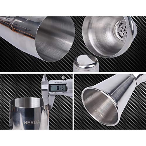 Bartender Kit Cocktail Shaker Set - Herda 13 Pieces Bartender Set Martini Shaker with Bar Tool Holder Drink Mixing Starter for Mixology Beginner Barware Essentials Strainer Alcohol Mixer Gift for Man - Thumbnail 4