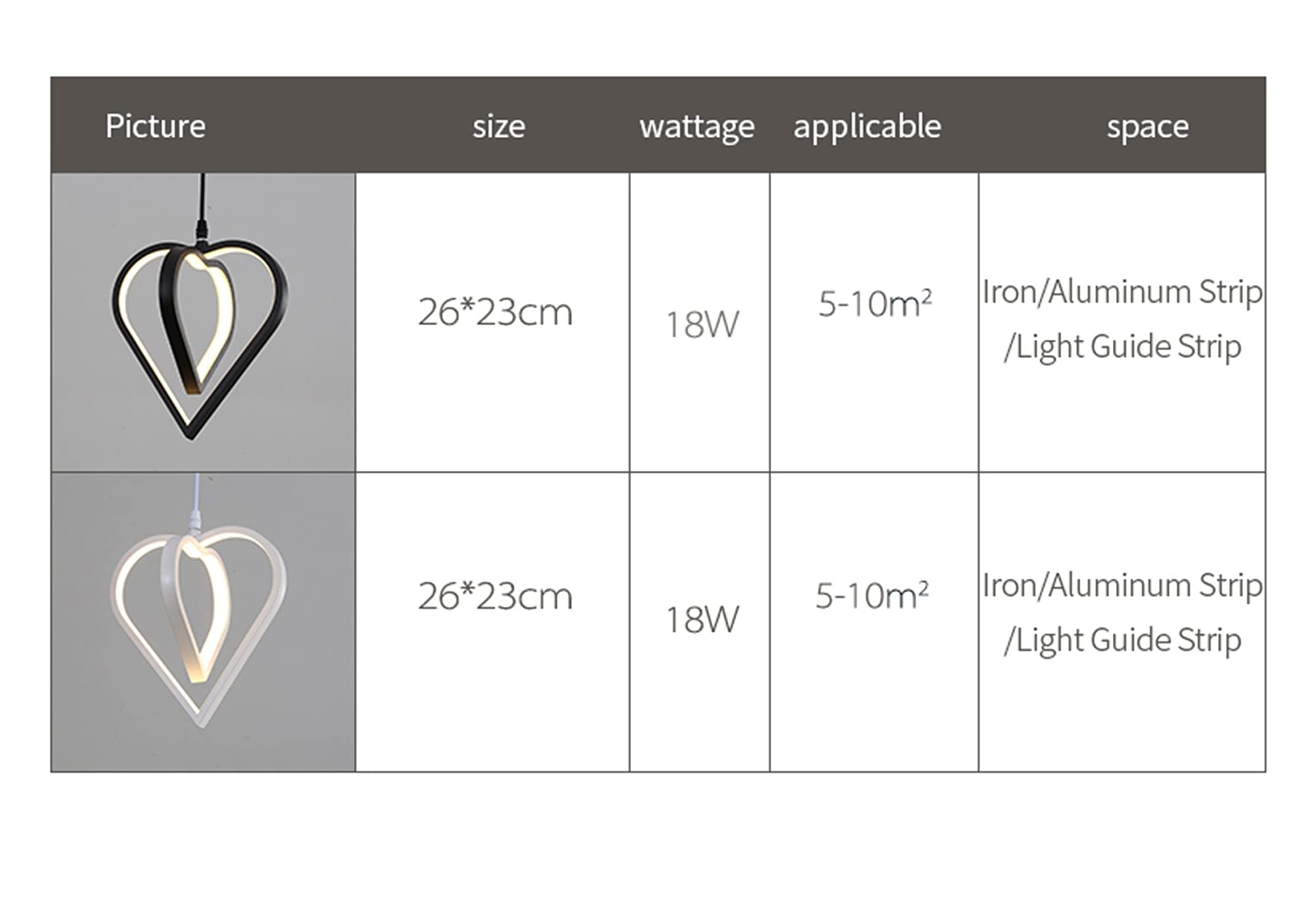Machine Chambre De Chevet LED Pendentif Lumière en Forme De Coeur Salle De Mariage Suspension Lampe Bar Foyer Noir Luminaire Suspension Suspension Lumières (Color : White, Size : D26xH23cm)