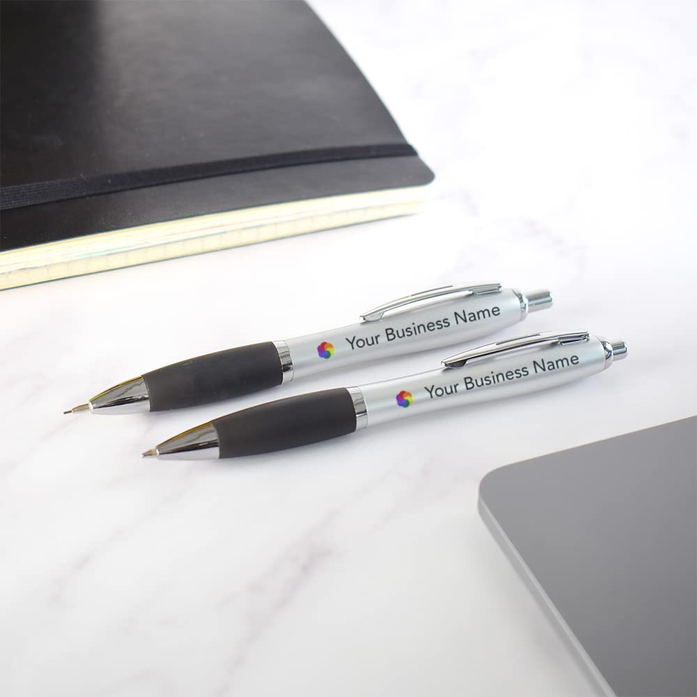 stika.co Contour Argent Druckbleistift und Stift, silberfarben, Schwarz: Setzen Sie ein Statement mit Stil und Komfort (40er Set, Bleistift und Stift)