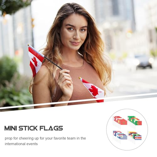 Garneck International World Stick Flag: 32PCS Hand Held Small National Flag Mini National Pennant Flags Banners On Stick Banners for Football Party Bar Street Decorations - Image 2