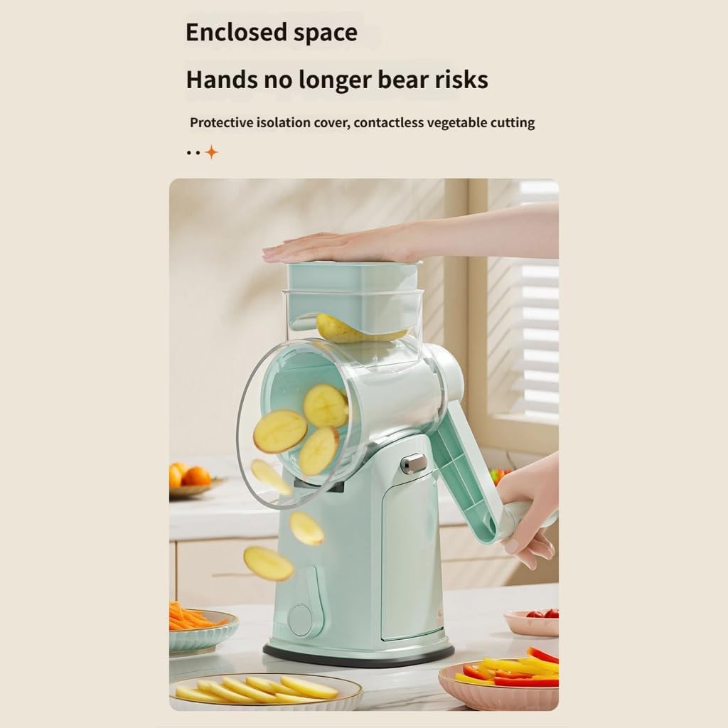 5 In 1 Interchangeable Vegetable Slicer Manual Operate Hand Cranked Grater For Small Apartments And Dorms