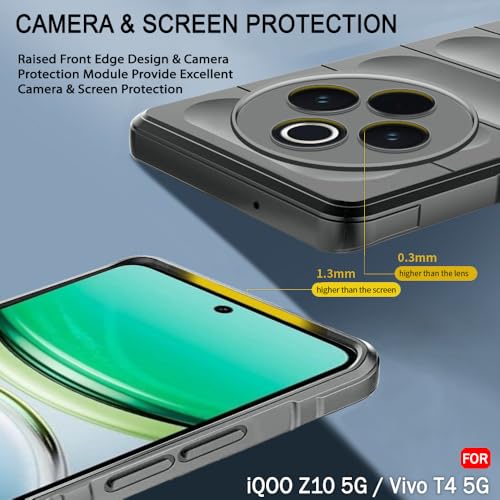 Image of TheGiftKart Liquid Silicon Back Cover Case for iQOO Z10 5G / Vivo T4 5G | Shockproof Military Grade Protection | Micro-Fibre Cloth On Inner Side | Built-in Anti-Slip Grip for Back Cover (TPU, Black)