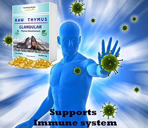 Healing Drops Thymus Glandular Supplement Raw Tissue Extract - Supports Immune Allergy Histamine Health Soft Gels With Harbor Seal Thymus Gland #TOP1