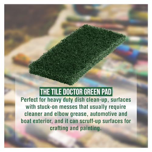 Image of Scrub Doctor 6-Pack of 10 x 4.5 x 1 in. Large Green Scrub Pads and Scrub Pad Holder Scrub-HLD-L-GRN-6, Heavy-Duty Scrubbing Pads for Boat and Automotive Surfaces, Dishes, Kitchens, and Paint Scuffing