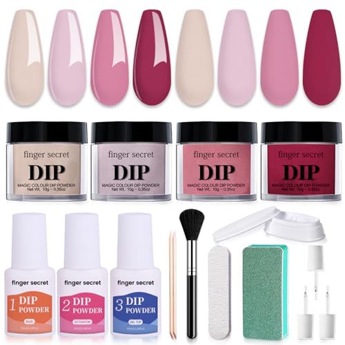 Dip Nail Powder,10g/0.35oz ,4Colors Dip Powder Set,Professional PowderS NailS Dipping KitS for NailS Art Manicure DIY Salon,No UV/LED Nail Lamp Needed