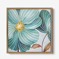 Framed Canvas Wall Art Abstract Blue Flower Canvas Prints Home Artwork Decoration for Living Room,Bedroom - 16x16 inches