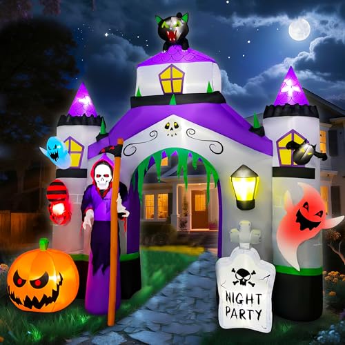 SEASONBLOW 12.3 Ft Giant Halloween Inflatable Haunted House Castle Archway