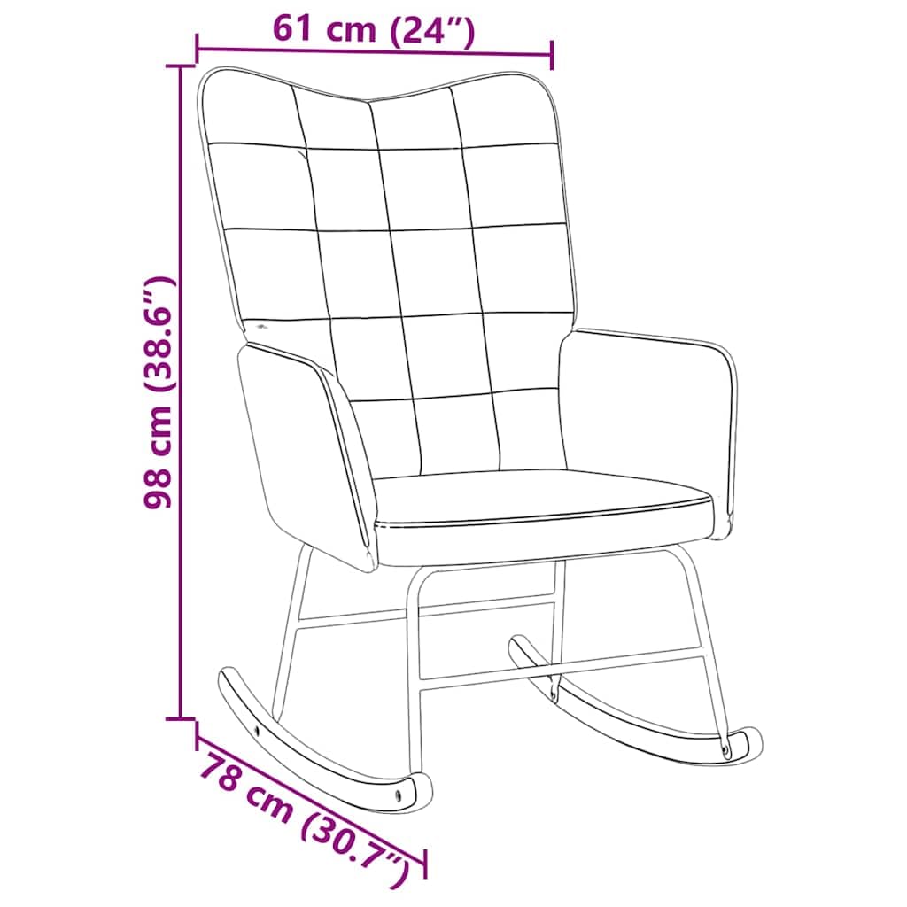 Schaukelstuhl Dunkelgrün Samt - Bequemer Relaxsessel mit Holzkufen und Metallgestell, Polstersessel für Wohnzimmer, Schlafzimmer & Leseecke, Loungesessel Gepolstert, 61x78x98 cm