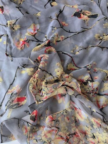 Image of GERINLY Scarfs for Women Lightweight Cotton Feel Scarves Floral Birds Print