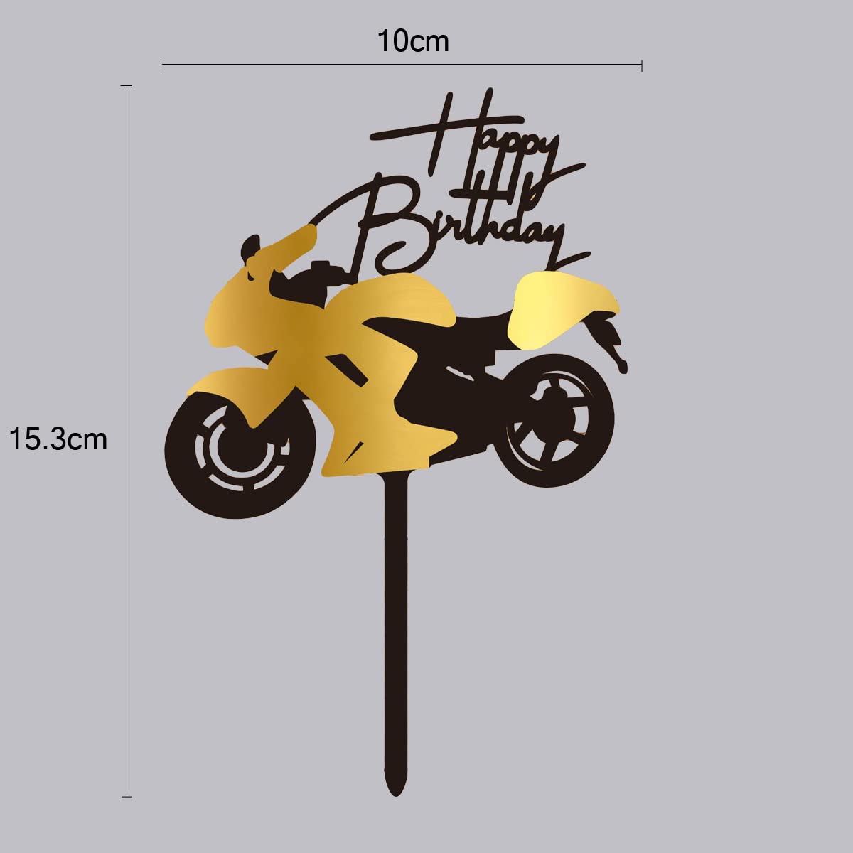 Decorazione Torta Moto In Acrilico - Topper Compleanno Con Stelle E Striscione Oro Per Appassionati - Foto 5