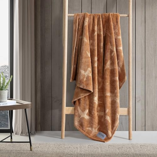 Image of Eddie Bauer - Throw Blanket, Ultra-Soft & Embossed Plush Bedding, Blanket for Couch & Bed (Geese Brown, 50 inch x 70 inch)