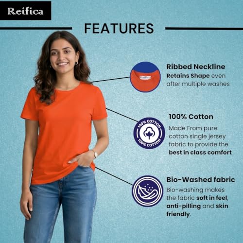 Image of Reifica Women's Plain Half Sleeve T-Shirt Combo Pack of 4