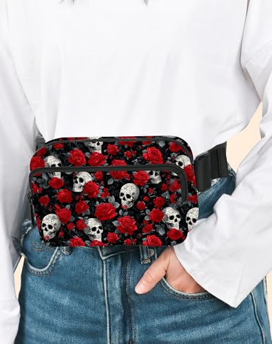 Image of Skull Fanny Pack for Women Belt Bag Fashion Everywhere Waist Pouch Lightweight Crossbody Bags with Adjustable Strap