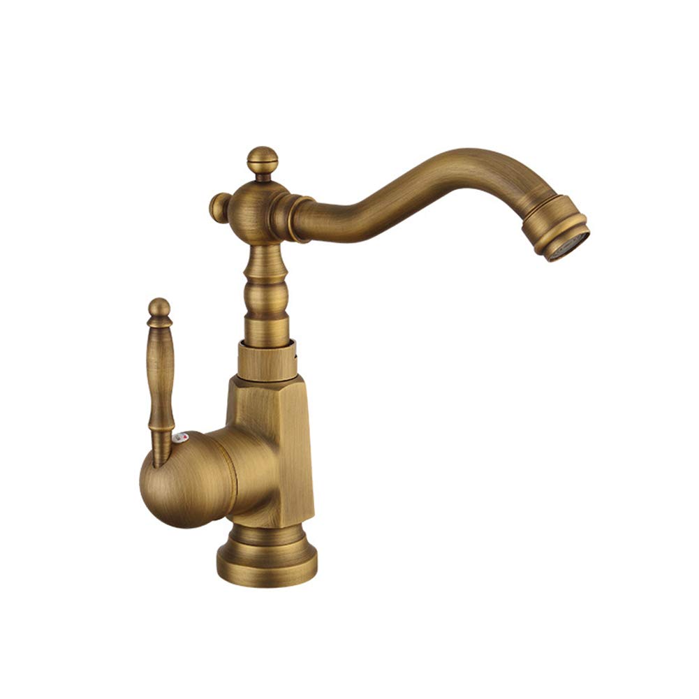 HCFYAUIS Retro Single Lever Bathroom Sink Faucet Rotatable Copper Basin Tap with Hot and Cold Water Mixer Single Hole Countertop Washbasin Mixer Tap for Toilet and Bathroom.