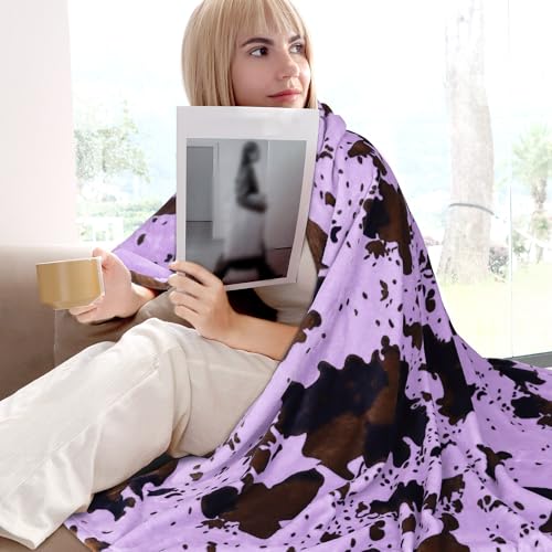 Image of Soft Twin Blankets Purple Fleece Throw Lightweight Cozy Lavender Throw Blanket Living Rooms Sofa Bedroom Decor