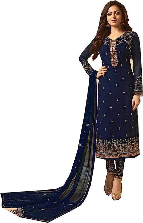 Indian Pakistani Party Wear Designer Straight Salwar Kameez Churidar Suit for Womens Ready to Wear