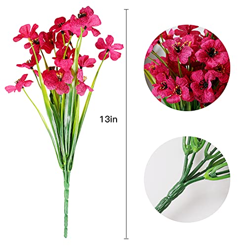 Amyhomie 20 Bundles Artificial Flowers Outdoor Uv Resistant Faux Flowers No Fade Fake Plastic Plants Garden Porch Window Box Decorating (Fuchsia) #TOP1
