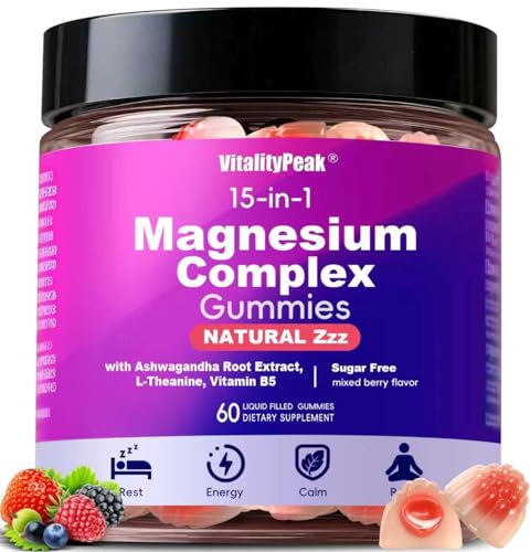 Magnesium Sleep Gummies 400mg Calm Magnesium Complex Gummies for Sleep Support & Relaxation with L-Theanine & Ashwagandha Non Melatonin Sugar Free Vegan 60 Count