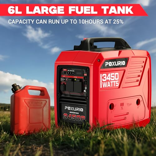 Image of 3450-Watt Portable Inverter Generator for Camping & RV, 1.6 Gallon Gas Tank for 8.3 Hours Use, 120V Gas Powered Generator Ultra-Quiet Operation, EPA Compliant