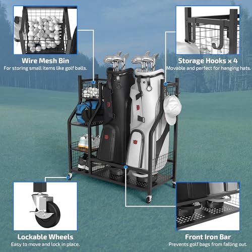 PLKOW-Golf-Bag-Storage-Garage-Organizer-Extra-Large-Size-Golf-Bag-Storage-Stand-and-Golf-Equipment-Rack-for-GarageShed-Basement