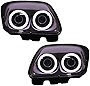 Lights Compatible With 1997-2004 Chevy Corvette C5, Headlights Projector Lamp Black Dual LED Halo Rims by IKON MOTORSPORTS,  1998 1999 2000 2001 2002 2003