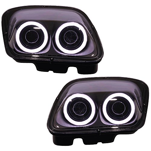 Lights Compatible With 1997-2004 Chevy Corvette C5, Headlights Projector Lamp Black Dual LED Halo Rims by IKON MOTORSPORTS,  1998 1999 2000 2001 2002 2003