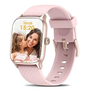 Smartwatch Damen, Fitnessuhr Damen mit Schlaf- und Pulsmesser, 5ATM wasserdichte Smartwatch für Kinder und Herren, Schrittzähler Uhr Damen, Kompatibel mit iOS und Android, Activity Tracker(Rosa)