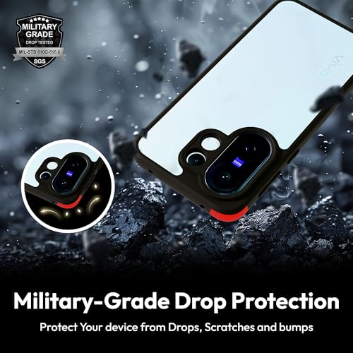 Image of KAPAVER Hybrid Series Back Cover Case Compatible with Vivo S30 PRO Mini /Vivo X200 FE 5G (PC+TPU) (Black)