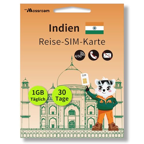 Reise-SIM-Karte für Indien – 5G/4G LTE-Hochgeschwindigkeitsdaten – Prepaid und kein Roaming – 1 GB für 30 Tage – Einfache Aktivierung für Touristen und Geschäftsreisende