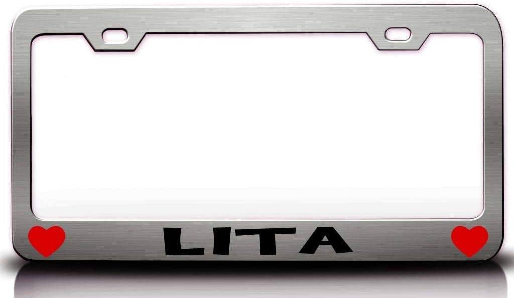 LITA w/Hearts Metal Car SUV Truck License Plate Frame Ch g93