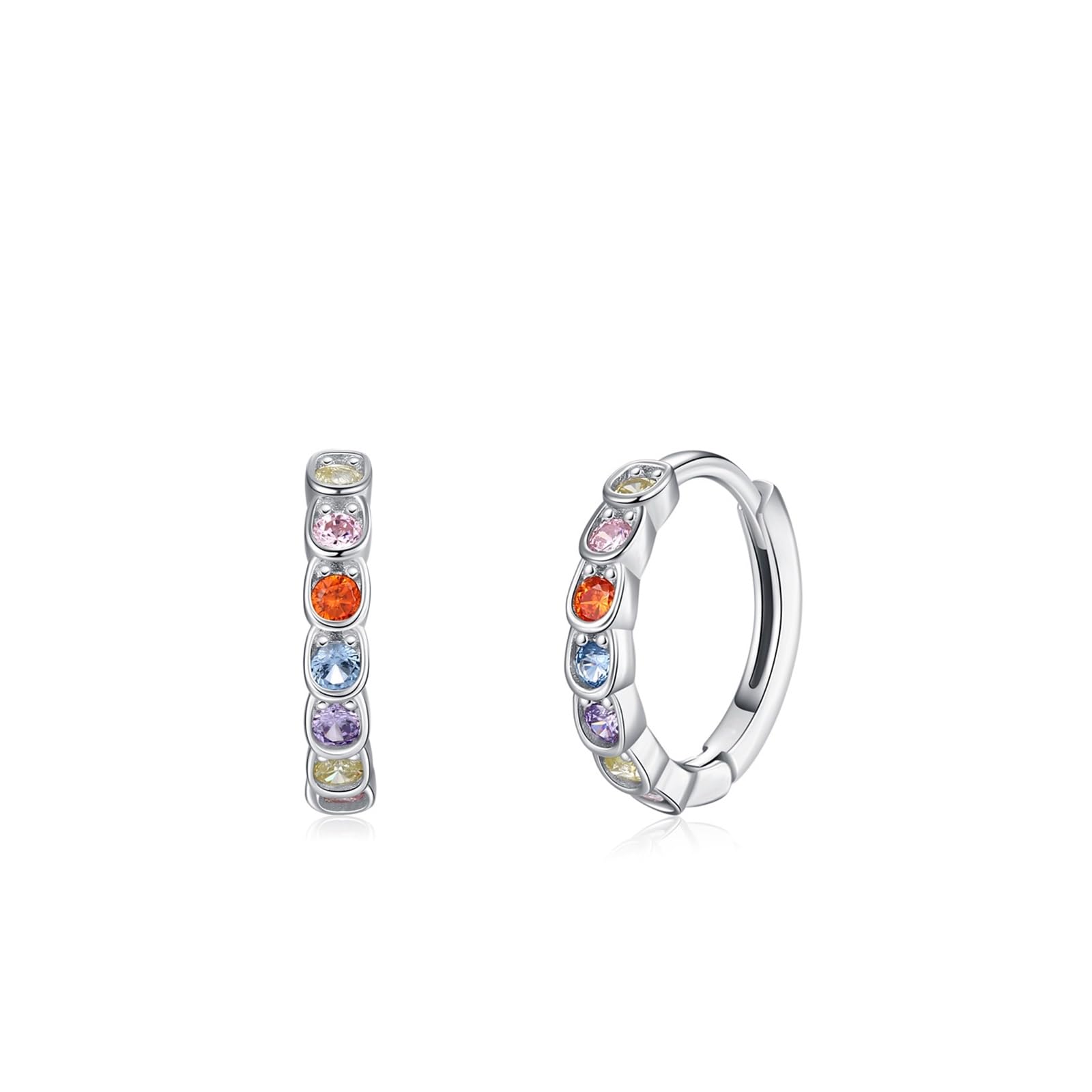 Wycian Pendientes de oro auténtico para mujer, piedras preciosas coloridas, pendientes dorados para mujer, piedras preciosas coloridas