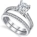 Bonndorf 1.25 Carat Round Brilliant Cubic Zirconia Sterling Silver 925 Wedding Engagement Ring Band Set 8