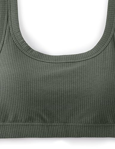 Image of CRZ YOGA Ribbed U Neck Sports Bras | Medium Support, Removable Pads, Casual, Wide Straps, for Women